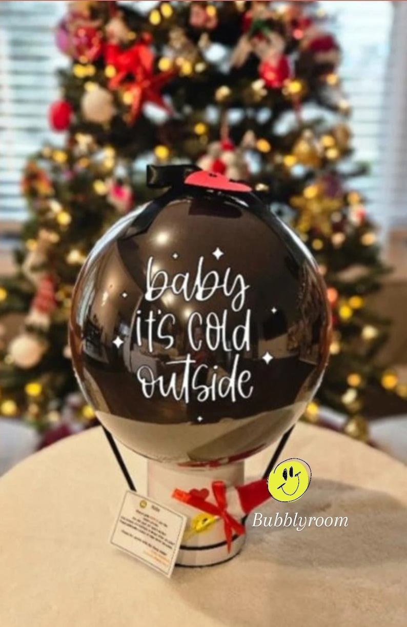 Baby It's Cold Outside 2023 Winter Indoor No mess Gender reveal balloon Boy or Girl Ready to Pop Don't Need to clean it up image 1