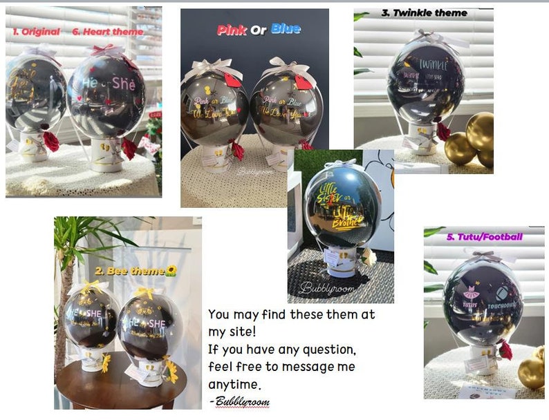 ¿Rosa o azul? Te amamos/ Globo de revelación de género sin líos/ Fiesta única de revelación de género/ Globo de revelación de género interior/exterior imagen 7