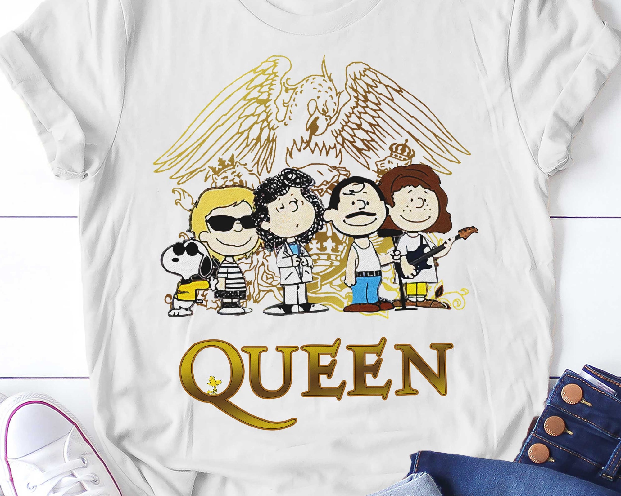Queen Band Peanuts Comic Style Snoopy Dog For Fan, Grunge Shirt