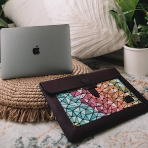 Personalized Leather Sleeve Bag for MacBook Pro and Air 16, 14'', 13, 13.3 & 15 / Brown / Blue /Purple MacBook Air MacBook Pro Case image 1