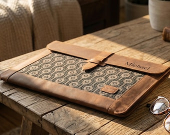 Funda de cuero para MacBook, funda tejida estilo bohemio para portátil, funda para MacBook Air de 13, 15, M2 y M3, funda para Pro de 14 y 16 pulgadas, regalo tecnológico artesanal personalizado