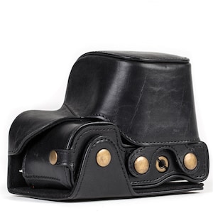 Fine Leather Camera Case & Strap Compatible with Sony Alpha A6300, Sony Alpha A6000 (16-50 mm Lens) - Black / Brown