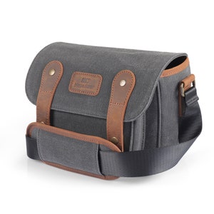 MegaGear Sequoia Canvas Camera Bag Shoulder Bag Case Compatible with Canon Camera, Nikon, Sony SLR/DSLR Mirrorless Cameras and Lenses Black/Brown