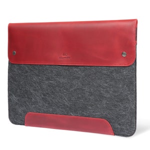 Personalisierte Hüllentasche aus feinem Leder und Fleece für MacBook Pro und Air, 16 Zoll, 15 Zoll, 14 und 13,3 Zoll, MacBook-Hülle, iPad Pro 12,9 Zoll Bild 10