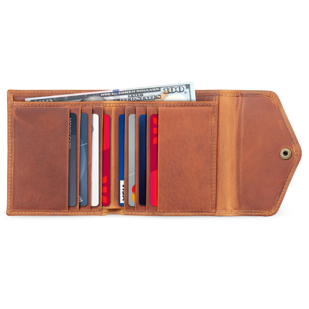 Top Grain Leather Envelope Wallet, Handcrafted RFID Blocking Trifold ...