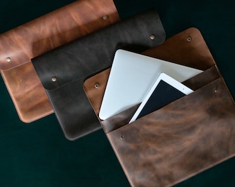 Personalized Leather Sleeve Bag for MacBook Pro and Air - 16'', 14", 13'', 13.3'' & 15'' MacBook Air Case, MacBook Pro Case