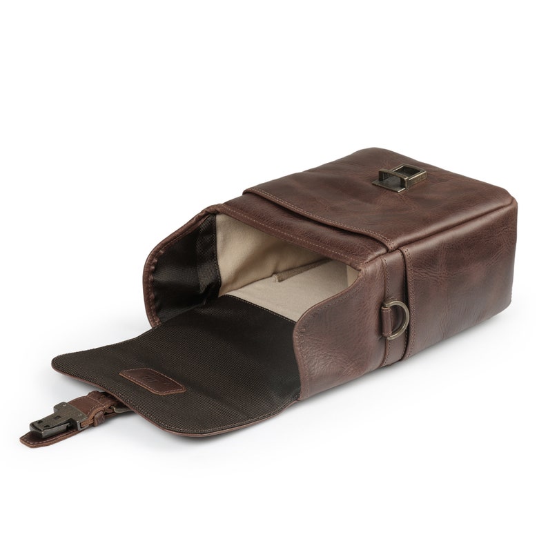 Personalisierte italienische Leder-Umhängetasche, Kameratasche für spiegellose, Sofortbild und DSLR-Kameras, Reisetasche, Unisex handgefertigt Bild 6