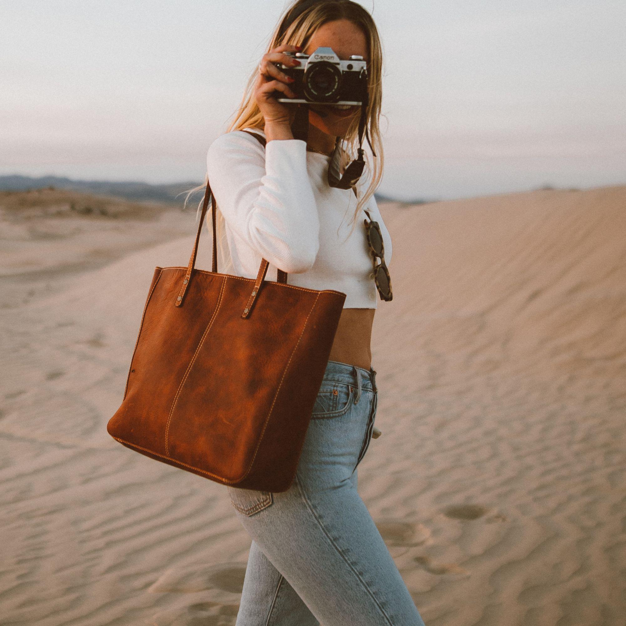 Londo Leather Tote Bag For Women | Handmade Full Grain Crazy Horse Leather, Large Shoulder Bag With 13" Laptop Compartment - View #2