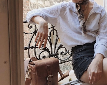 Leather Camera Bag Personalized - Italian Messenger Bag for DSLR, Mirrorless - Travel, Gift for Photographer