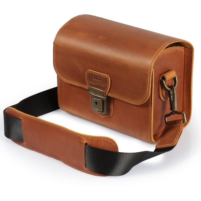 Personalized Top Grain Italian Leather Messenger Bag Camera Bag for Mirrorless, Instant, DSLR Cameras, Travel Bag, Unisex Camel