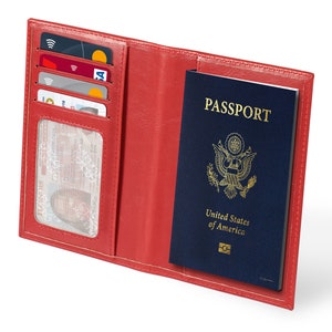 Cartera delgada personalizada para pasaporte con bloqueo RFID, tarjetero ultrafino, funda de cuero unisex para pasaporte con ranura para efectivo.