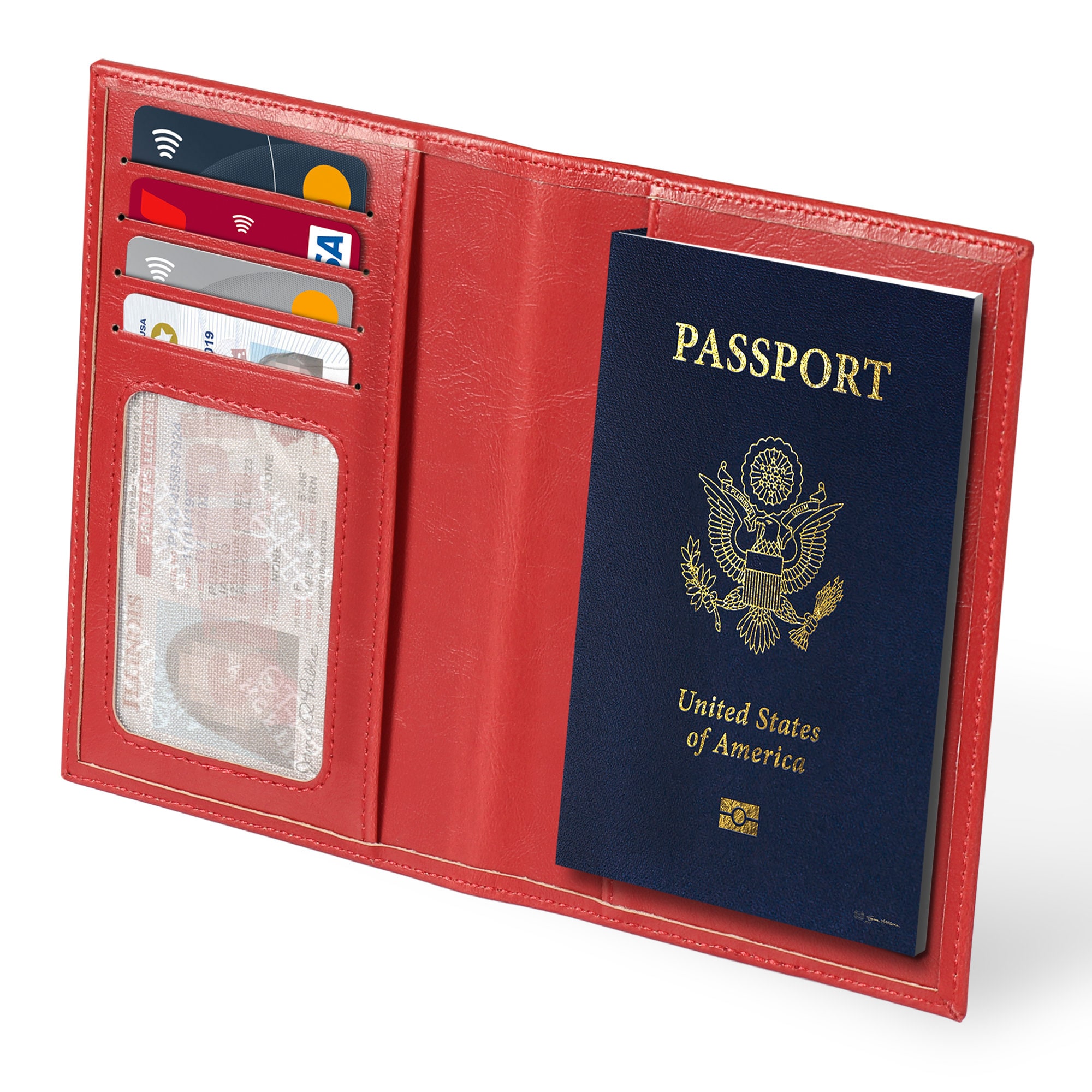 Red Saffiano Slim Passport Wallet 72 Smalldive