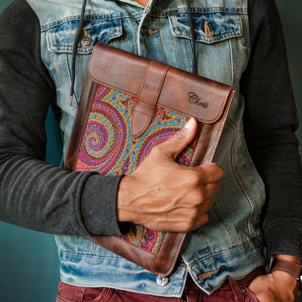 iPad Pro 12.9 Case - iPad Pro 11 Inch Case Genuine Top Grain Leather iPad Case with Garment Design for iPad Pro (2018-2024)/iPad Air (2024)