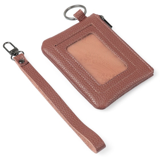 Handcrafted Lanyard Keychain ID Wallet, Top Grain Leather
