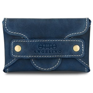 Top Grain Leather Business Card Case or Credit Card Wallet, Handcrafted Unisex Credit and Business Card Case with Tuck and Slot Closure