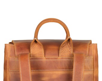 Handcrafted Top Grain Leather Backpack, Weather-Resistant Hiking, Women  Men Purse, Unisex, Vintage Laptop Valley Backpack