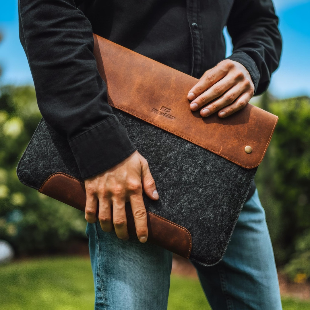 Buy Personalized MacBook Case Leather Fleece, Custom Laptop