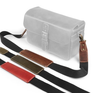 Personalized Top Grain Leather & Canvas Camera Strap - Adjustable DSLR Holder - Gift for Him, Gift for Her, Photographers Gift