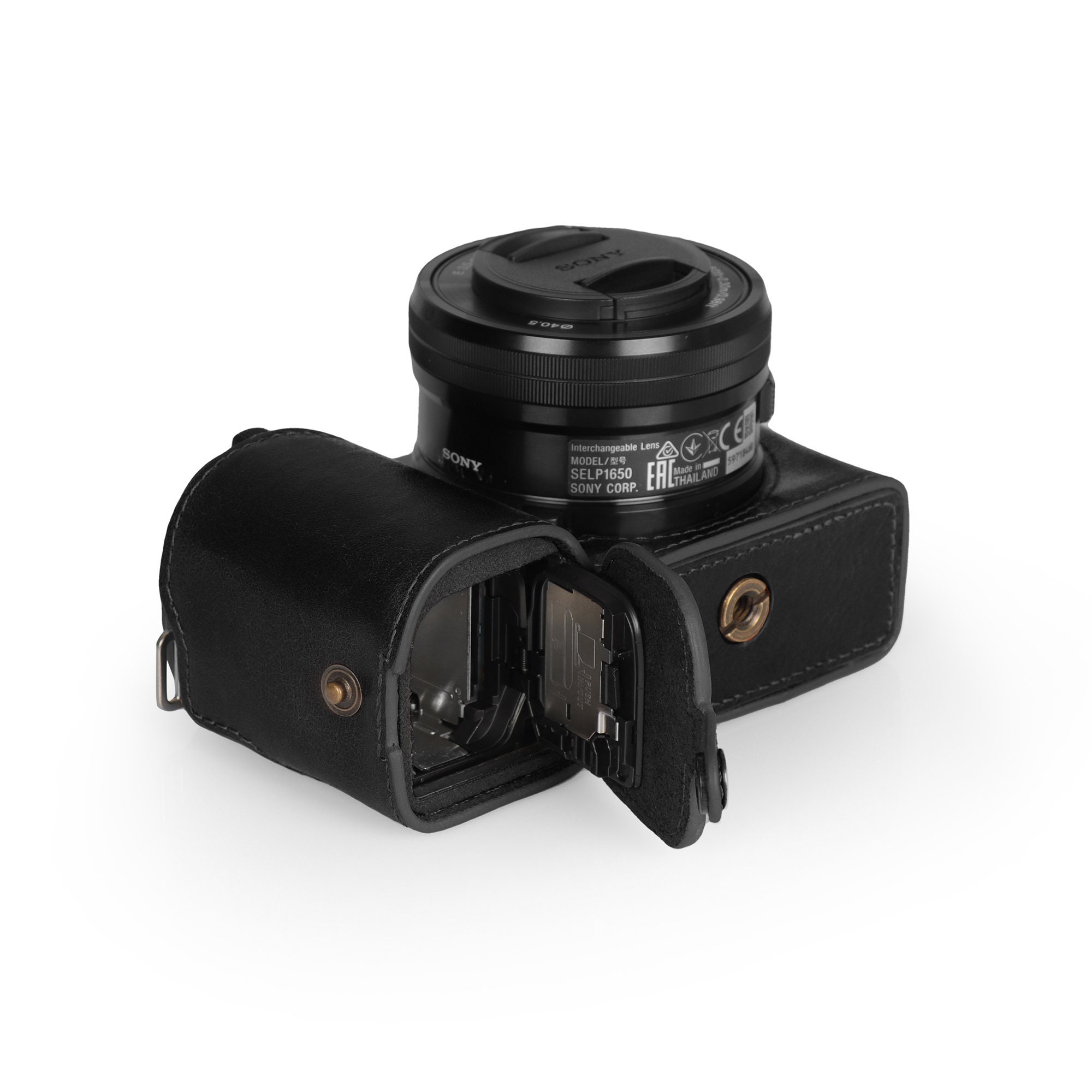 Sony ZV-E10 Fine Leather Camera Half Case & Strap - Black Sony ZV-E10 Fine Leather Camera Half Case & Strap - Black