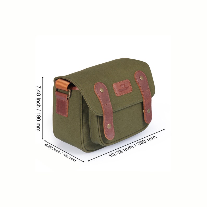 MegaGear Sequoia Canvas Camera Bag Shoulder Bag Case Compatible with Canon Camera, Nikon, Sony SLR/DSLR Mirrorless Cameras and Lenses Green/Brown