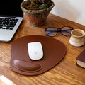 Personalized Hand Crafted Oval Leather Computer Mouse Pad with Wrist Rest, Office Ergonomic Mouse Pad, Customized Birthday Gift product logo