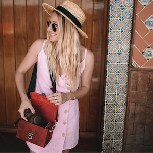 Sac messager personnalisé en cuir italien pleine fleur pour appareil photo sans miroir, instantané, reflex numérique, sac de voyage, unisexe