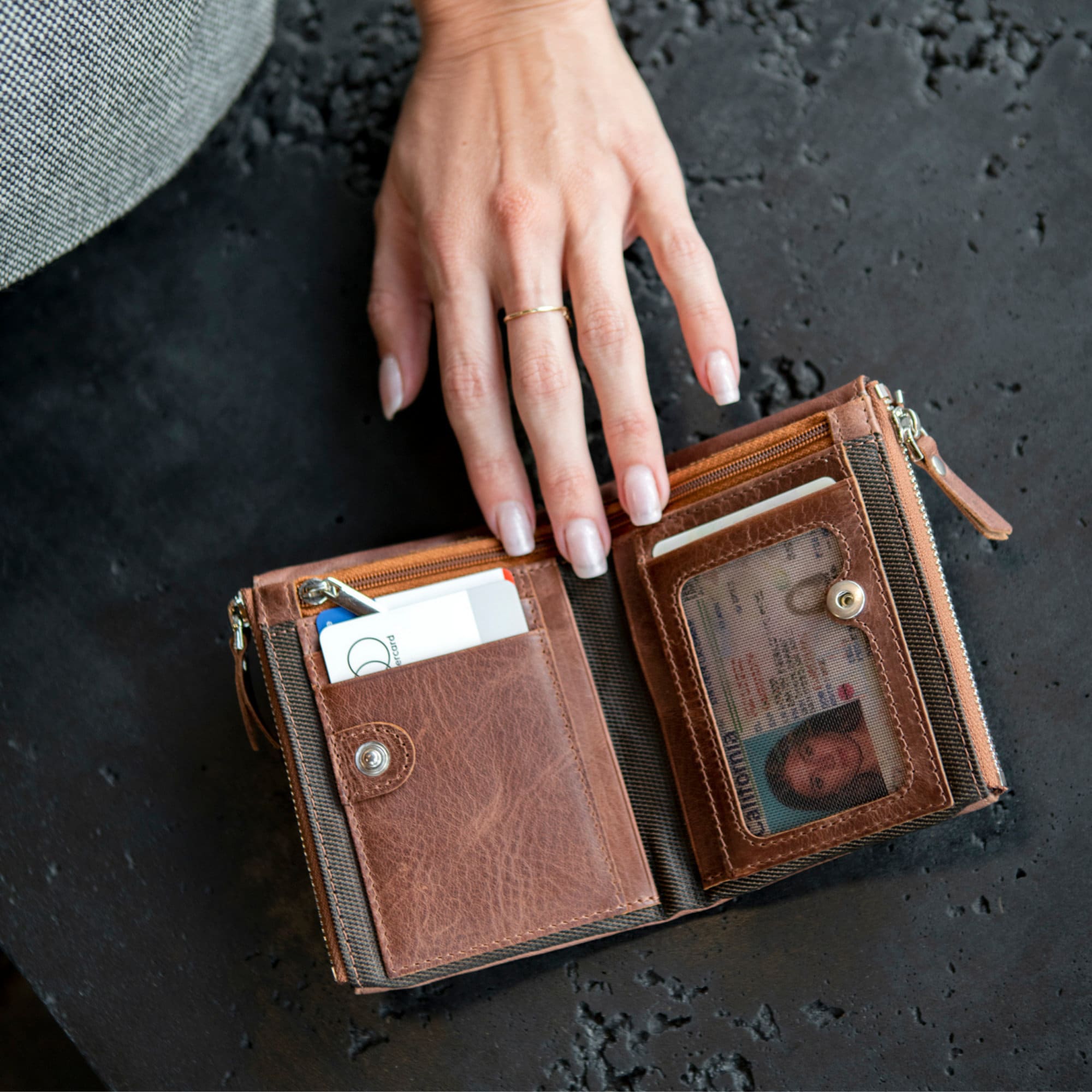 Zipper Credit Card Wallet - Handmade Leather Wallet and Pouch