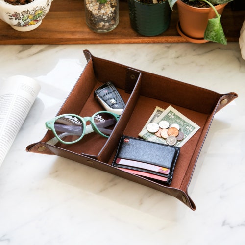 Custom Leather Valet Tray Office Desk Organizer Functional Etsy