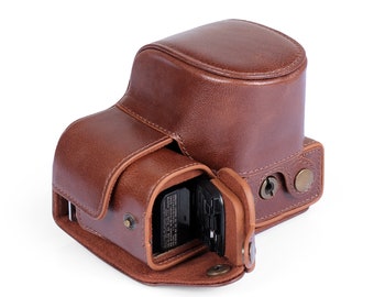 Sony ZV-E10 Genuine Leather Camera Case & Strap - Black / Brown
