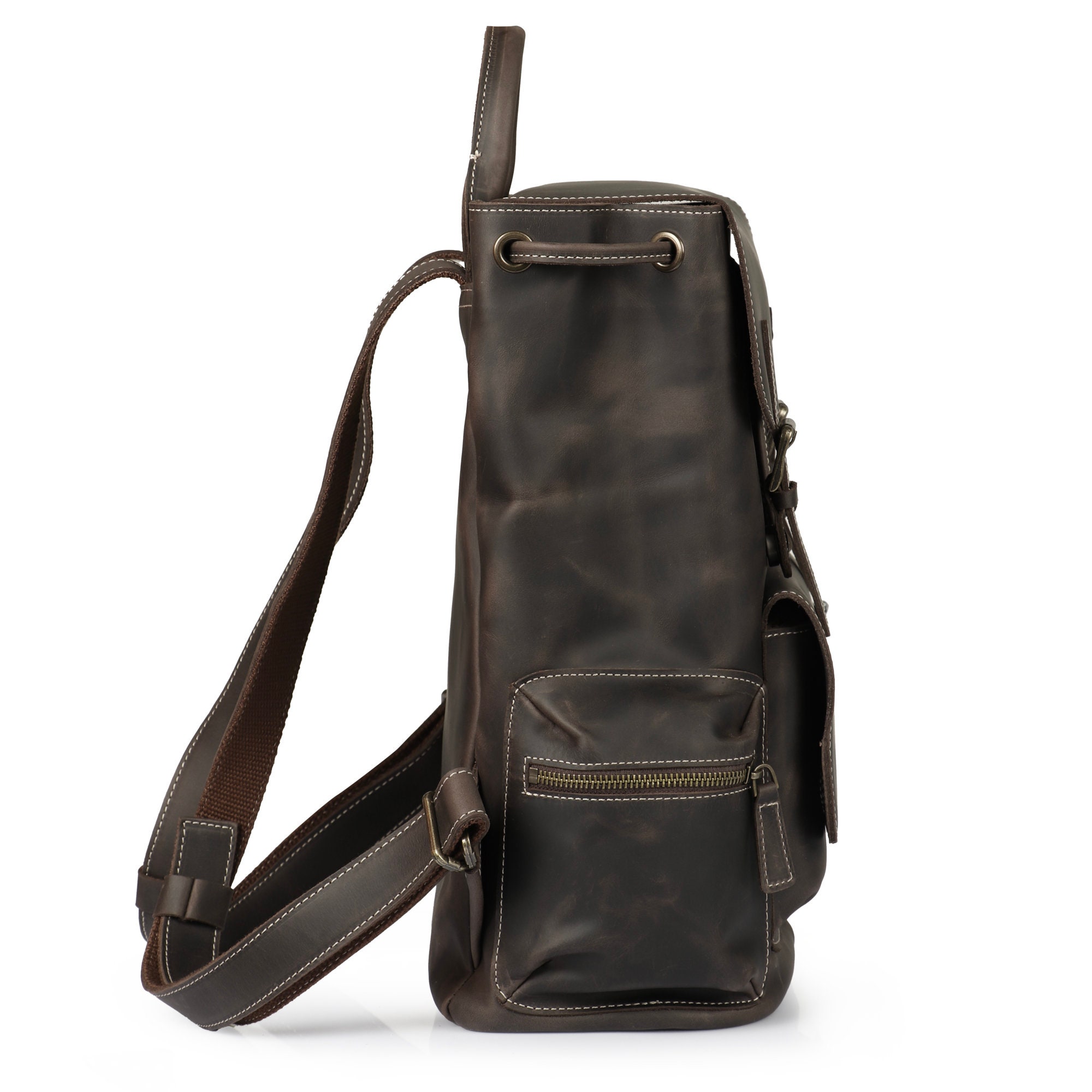 Handcrafted Top Grain Leather Backpack, Weather-resistant Handcrafted Top Grain Leather Backpack, Weather-resistant