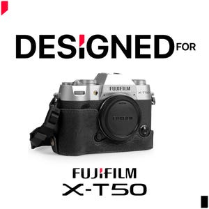 Custodia e tracolla in pelle per fotocamera Fujifilm X-T50, custodia per fotocamera DSLR vintage con accesso alla batteria, copertura per fotocamera retrò, borsa per fotocamera in pelle