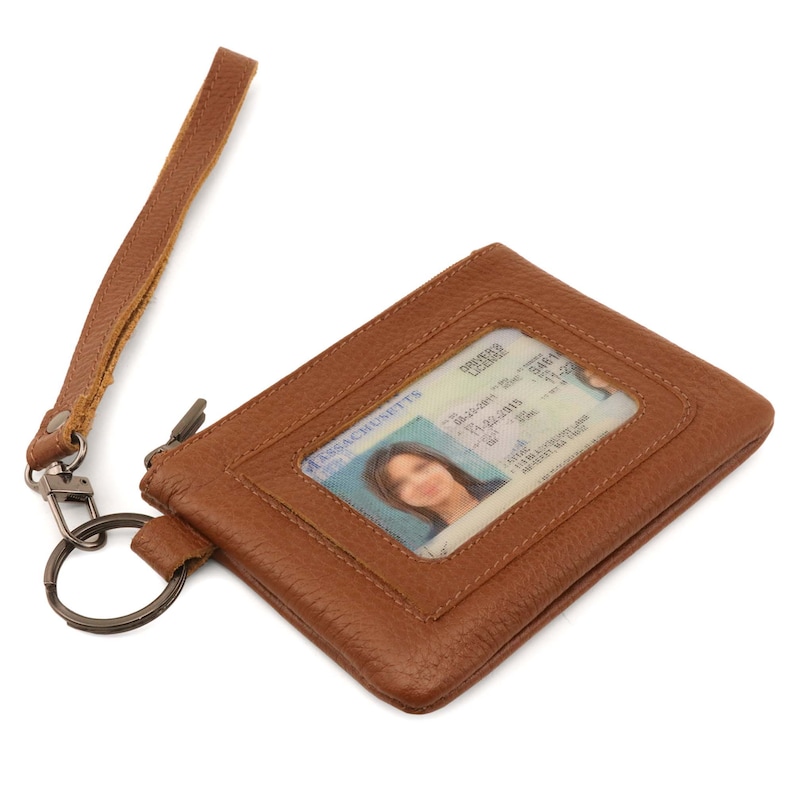Keychain Wristlet Wallet and ID Card Holder Top Grain Leather Etsy