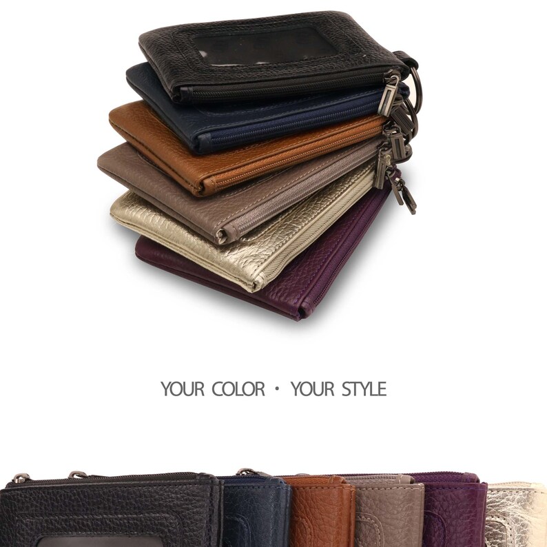 Keychain Wristlet Wallet and ID Card Holder Top Grain Leather Etsy