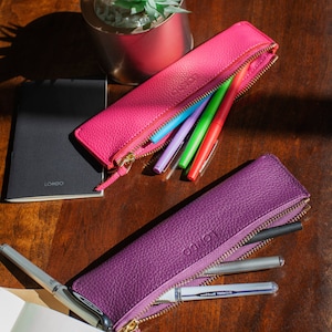 Leather Pencil Case Pen Case Pen Holder Pencil Pouch Zipper Pencil