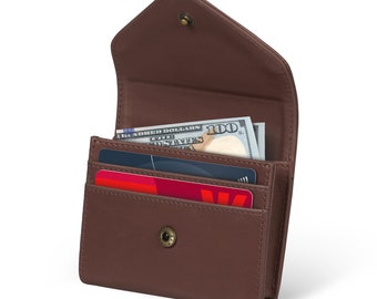 Leather Coin Purse and Credit Card Organizer with RFID Blocking, Unisex Credit Card Wallet with Internal Coin Credit Card or Cash Pocket