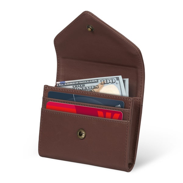 Portamonete in pelle e organizer per carte di credito con blocco RFID, portafoglio unisex per carte di credito con portamonete interno o tasca per contanti