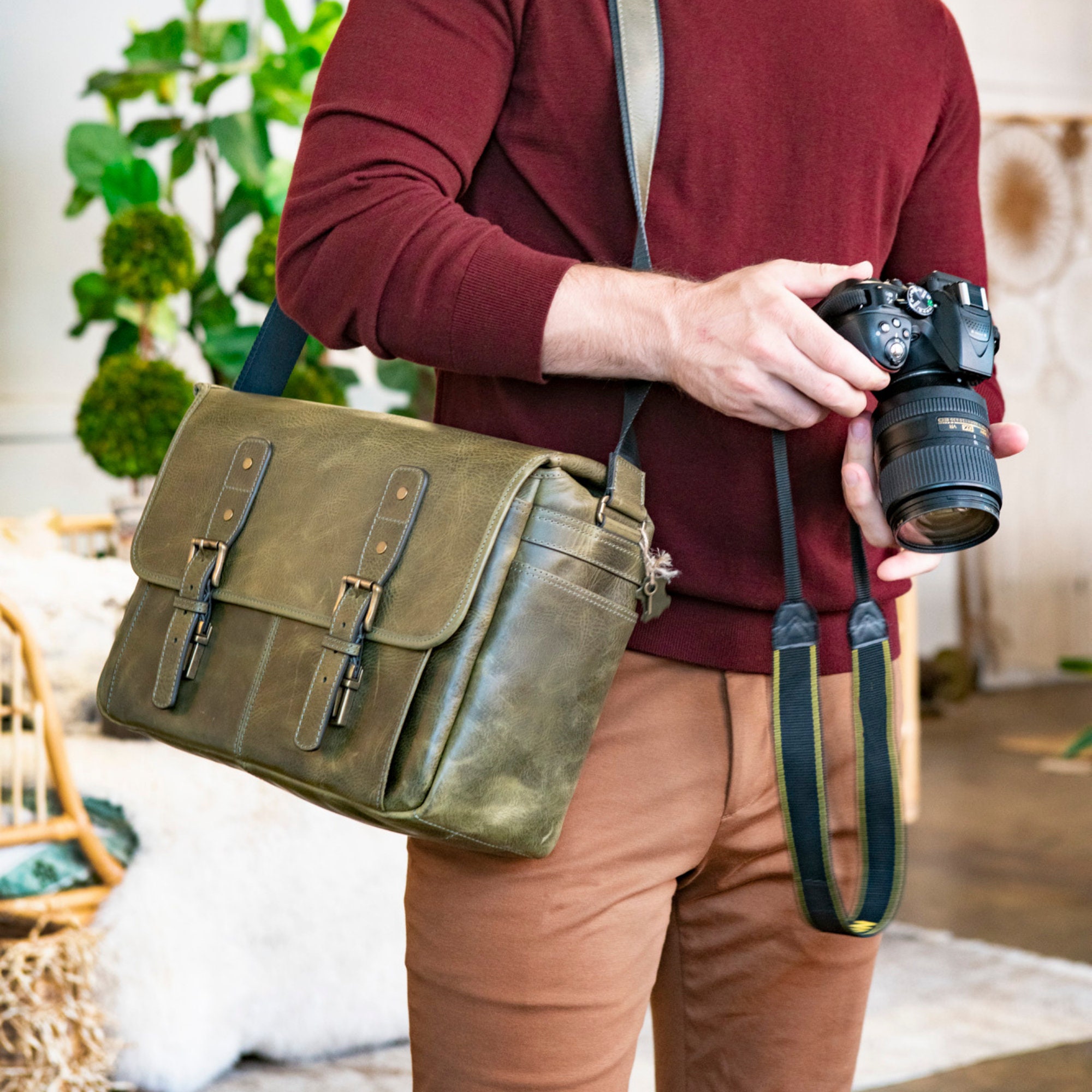 MegaGear Torres Top Grain Leather Camera Messenger Bag for