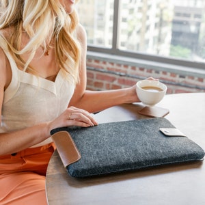 Personalized Leather and Fleece Sleeve Case for MacBook Pro and Air, 16 Inch, 15 Inch, 14&quot; & 13.3 Inch, MacBook Case, iPad Pro 12.9‑inch