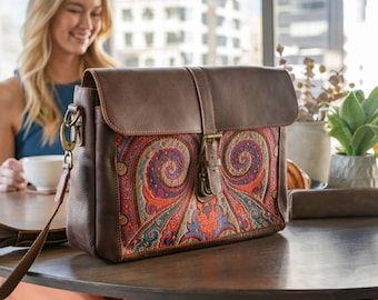 Borsa messenger personalizzata in vera pelle, custodia in pelle per MacBook Pro da 15 pollici - 13 pollici, borsa per laptop dal design unico, borsa da viaggio unisex