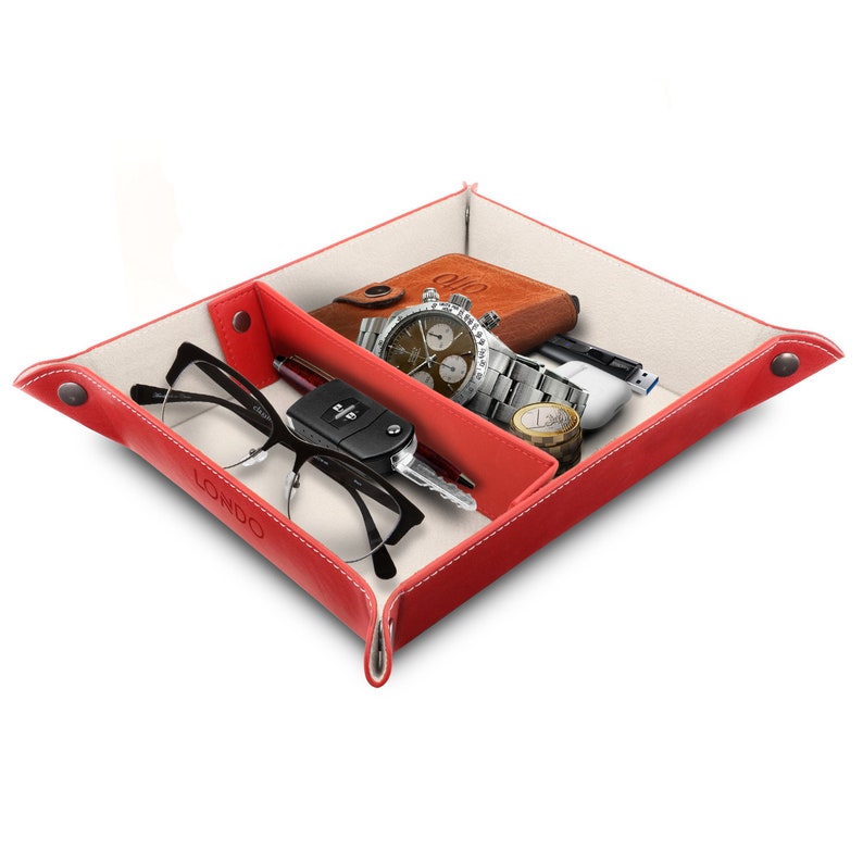 Hand Crafted Leather Valet Tray Office Desk Organizer Custom Etsy