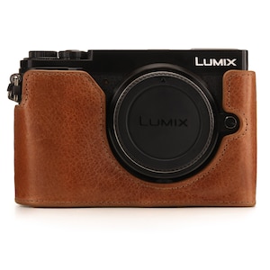 Ever Ready Cowhide Leather Panasonic Lumix DC-GX9 Half Camera Case with Battery Access, Quality Camera Cover for Precision Fit and Coverage