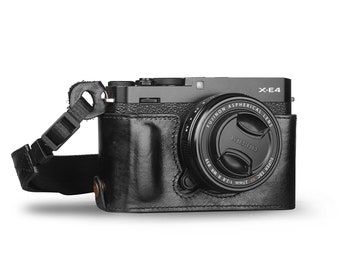 Fujifilm X-E4 Fine Leather Camera Half Case & Strap - Black