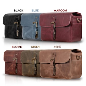 Gepersonaliseerde Top Grain Italiaanse lederen Messenger Bag cameratas voor spiegelloze, instant, DSLR-camera's, reistas, unisex handgemaakt afbeelding 9