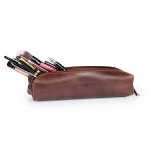 Personalized Hand Crafted Top Grain Leather Zip Pen Case, Pencil Bag, High-Quality Cosmetic Case, Custom Makeup Bag, Classic Look Pen Pouch afbeelding 8