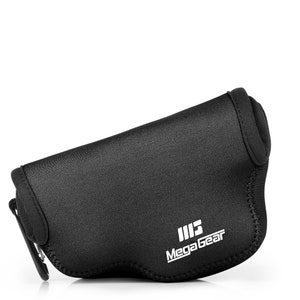 May include: Black neoprene camera case with a zipper closure and a white "Mega Gear" logo.