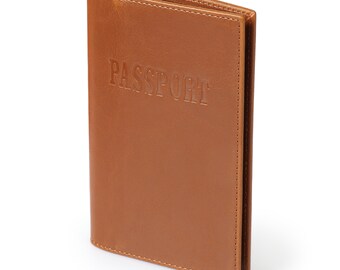 BAPHITY Genuine Leather Passport Holder Cover Wallet RFID Blocking Luxury  and Simple (Brown)