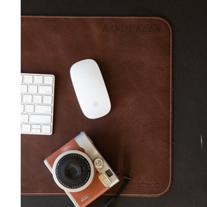 Personalized Top Grain Leather Large Mouse Pad, Hand Crafted Customized Desk Pad, Extended Mouse Pad, Custom Desk Accessories image 3