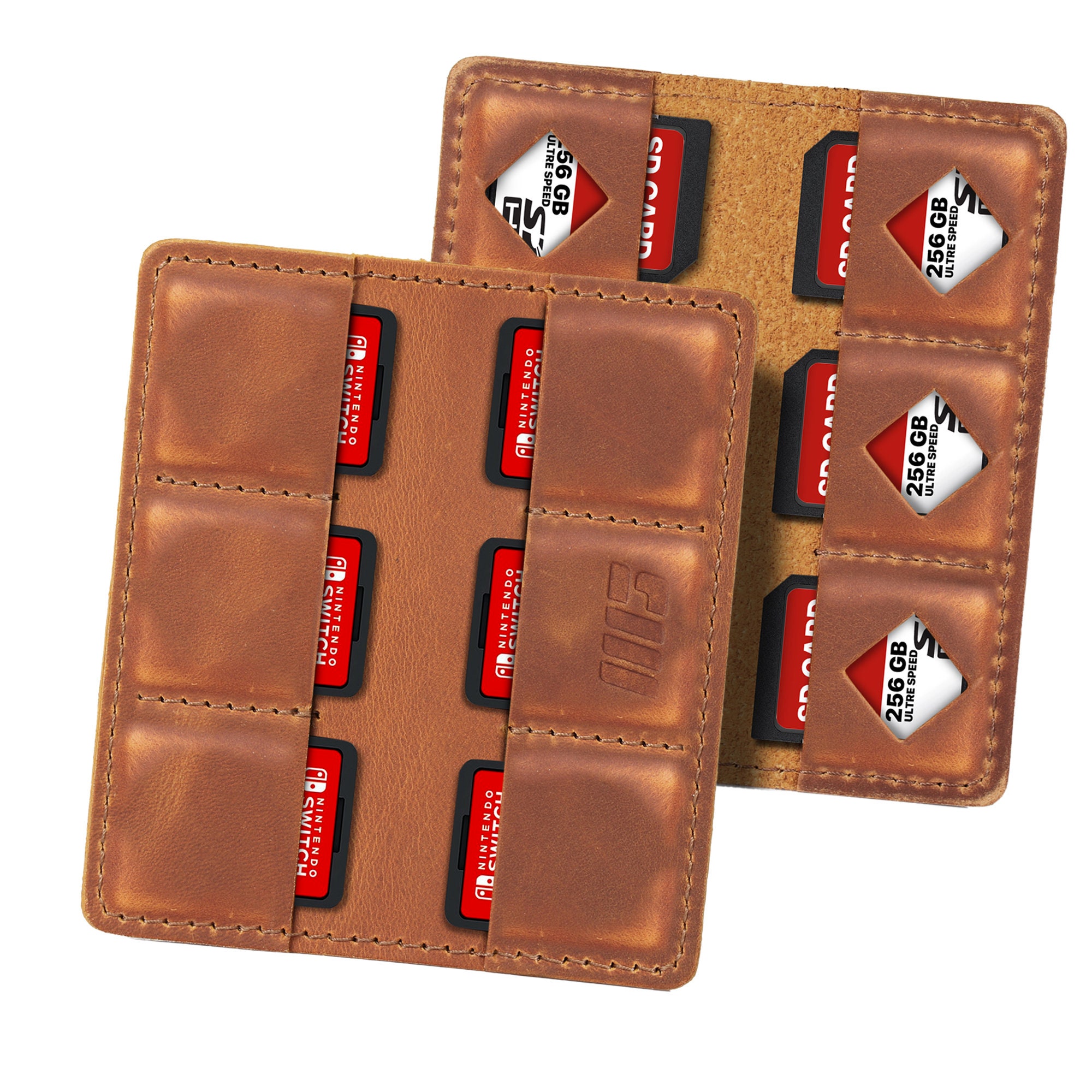 Personalized Leather SD Card Holder With 12 Card Slots 