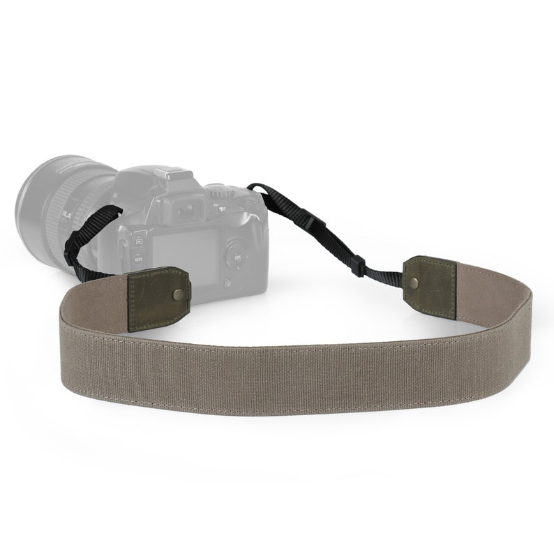 Personalized Canvas and Genuine Leather Adjustable Shoulder or Neck Strap Gift Strap for Photographers DSLR Camera Holder Beige