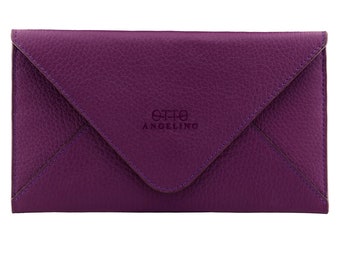 Pochette enveloppe fabriquée à la main en cuir pleine fleur, porte-cartes pour femme avec protection RFID, pochette multifonctionnelle et porte-cartes de crédit